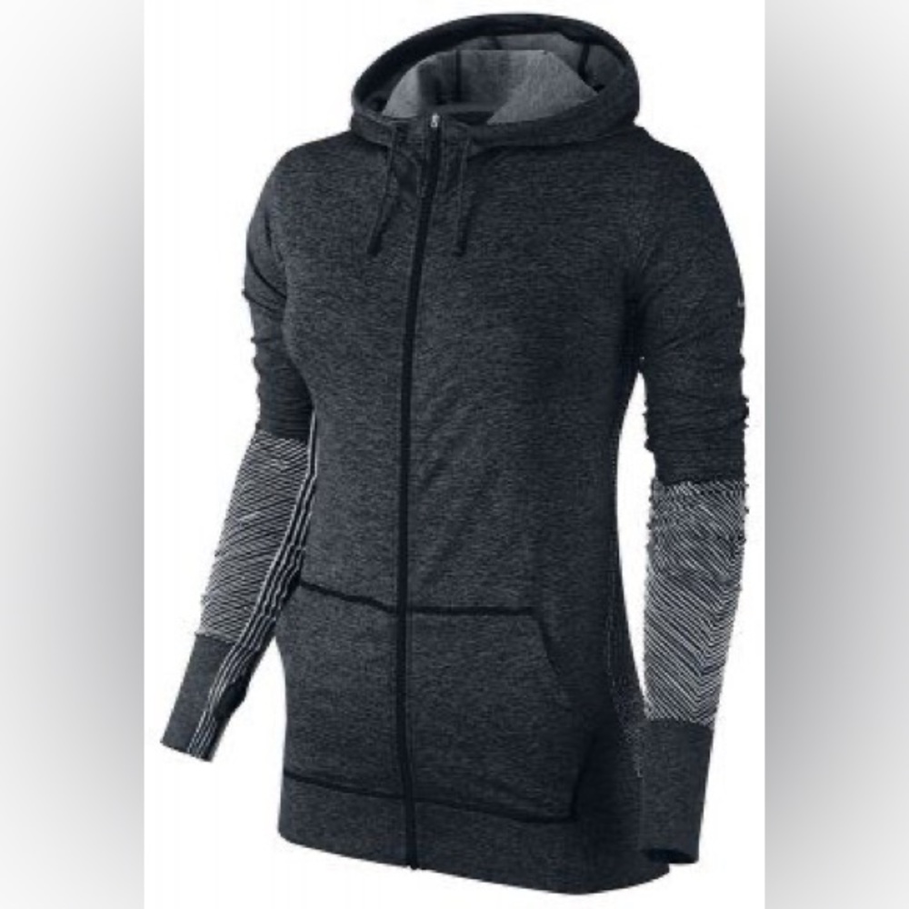 Nike Dri-Fit Long-Sleeve Full-Zip Training Hoodie | Size: M | Color: Black/Gray